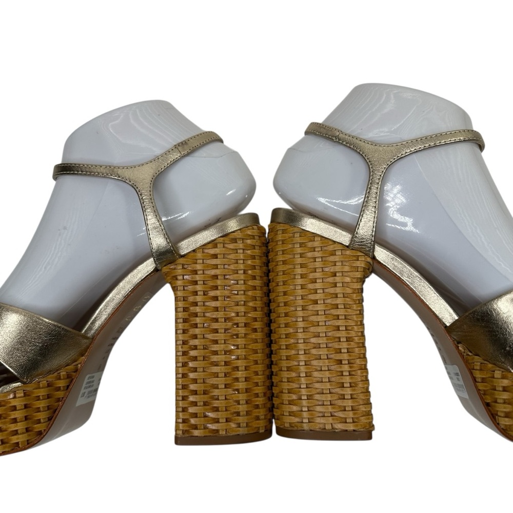 SCHUTZ Keefa Metallic Gold Woven Platform Sandals. Sz: 8.5 - Picture 10 of 13